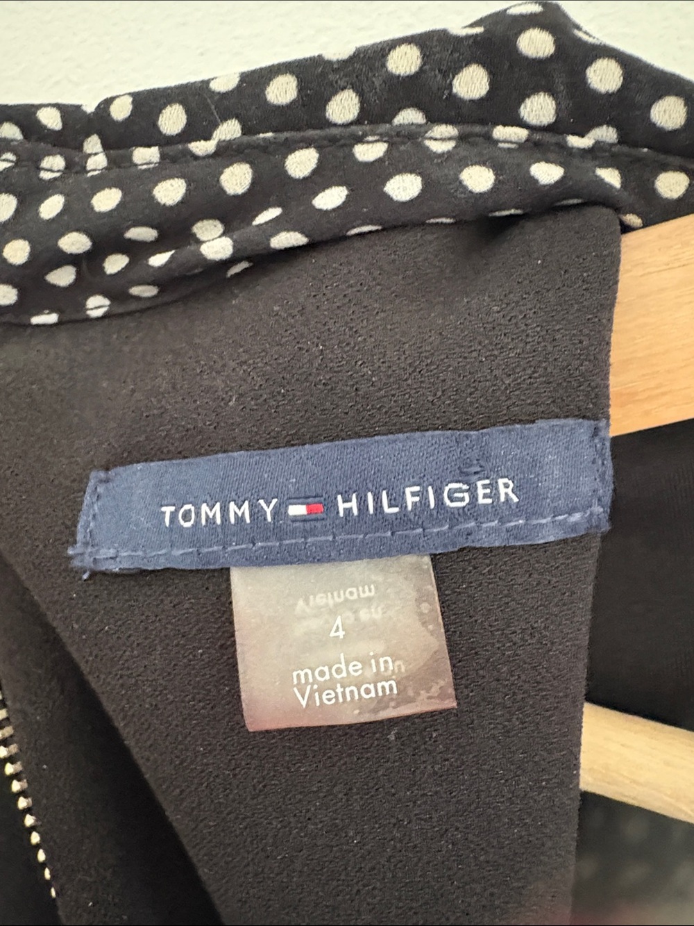 Tommy Hilfiger Black Dress with Polka Dot Collar and Sleeves - Picture 5 of 5